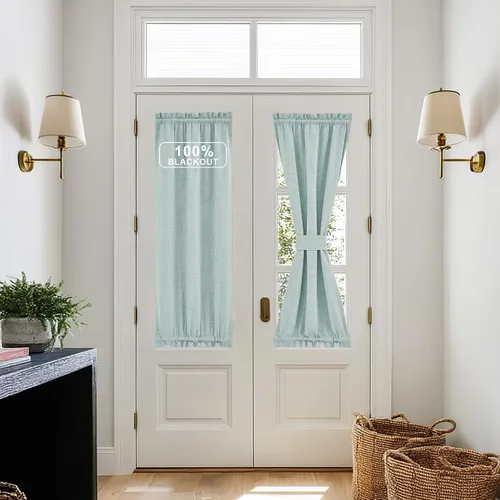 Vista 61 de NICETOWN Cortinas de Lino para Puerta Lateral - Cortinas Opacas con Aislamiento Térmico para Puerta Delantera Francesa para Sombra Pequeña