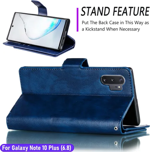 Vista 4 de Funda tipo cartera para Galaxy Note 10 Plus/Note10+ de 6.8 pulgadas [3+ ranuras para tarjetas] Funda de piel sintética plegable para tarjetas