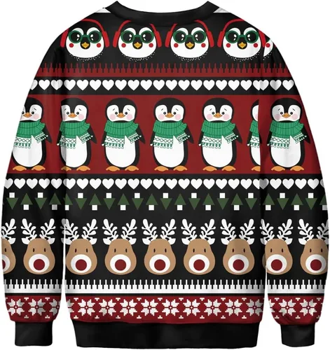 Vista 2 de ALBIZIA sudadera unisex con cuello redondo y estampado de animales, suéter feo de Navidad