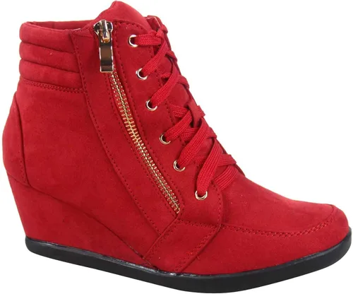 Vista 2 de FZ-Peggy-56 - Zapatillas de deporte para mujer, con puntera redonda, con cordones, Rojo, 6