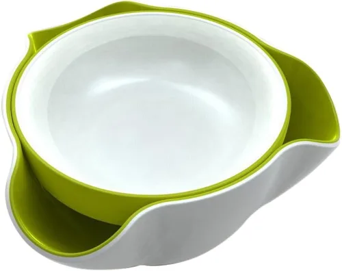 Vista 10 de Joseph Joseph Cuenco doble para servir pistacho y aperitivos con compartimento para desechos de alimentos, sin BPA, color gris