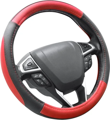 Vista 10 de SEG Direct Funda para volante de automóvil, tamaño mediano estándar de 14 1/2-15 pulgadas, embalaje no plegable, resistente, antideslizante, cuero