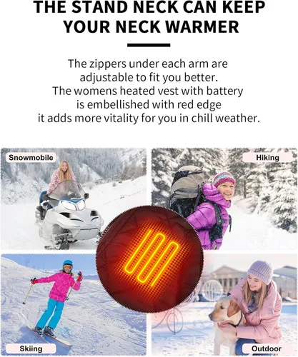 Vista 6 de PETREL Chaleco térmico para mujer con batería, abrigo térmico eléctrico recargable
