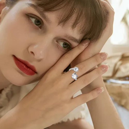 Vista 5 de Anillo de plata de ley para ansiedad de rana, serpientegato