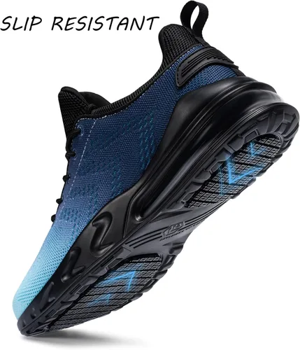 Vista 2 de LARNMERN - Zapatos de trabajo antideslizantes para hombre, impermeables, resistentes al agua, diseño deportivo sin cordones, para caminar ideales