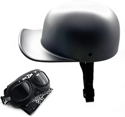 Vista 12 de Casco de béisbol vintage para motocicleta, media gorra con gafas para hombres y mujeres adultos, ciclomotor, moto, moto, moto, moto, Street Cruiser
