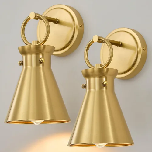 Vista 14 de Aplique de Pared Dorado de 1 Luz Cableado Montaje en Pared Estilo Moderno Rústico Accesorios de Luz de Tocador con Pantalla de Vidrio Transparente