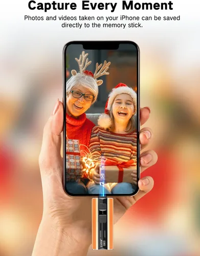 Vista 8 de EATOP Unidad flash de doble interfaz de 256 GB, no requiere aplicación, memoria USB portátil para iPhone, iPad, Android, PC y Mac, almacena Naranja