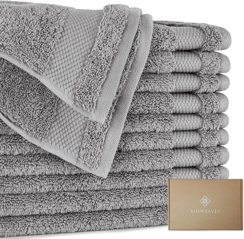 Vista 22 de BIOWEAVES 100% Algodón Orgánico 700 GSM Suave Juego de Toallas Premium de 6 Piezas Certificado GOTS, 2 Toallas de Baño, 2 Toallas de Mano y 2 Paños