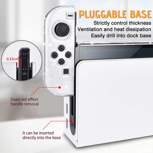 Vista 5 de DLseego Protective Glitter Case Compatible with Switch OLED Console Updated Version, Glitter Bling Soft TPU Cover with Shock-Absorption and