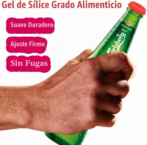 Vista 2 de Tapas para botellas, tapas de botellas de cerveza, de silicona, reutilizables, para refrescos, bebidas, HomeBrew, utensilios de cocina, evitar