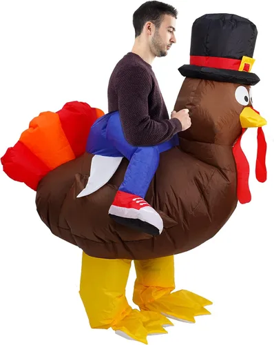 Vista 4 de Disfraces inflables de Halloween, disfraz inflable de pavo, fiesta de Acción de Gracias, divertidos trajes de pavo inflables, disfraces para adultos
