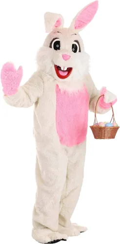 Vista 4 de Disfraz de conejo de Pascua para adultos disfraz de conejo con máscara de conejo de felpa