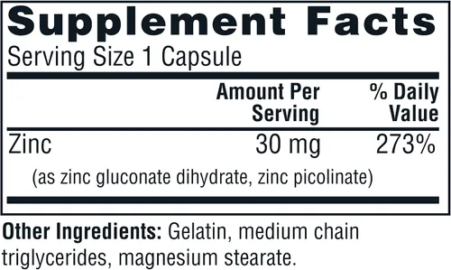 Vista 2 de Twinlab Zinc Caps - Suplementos de zinc para apoyar la salud saludable de la piel y la salud inmunológica - 30 mg, 100 cápsulas (paquete de 2)