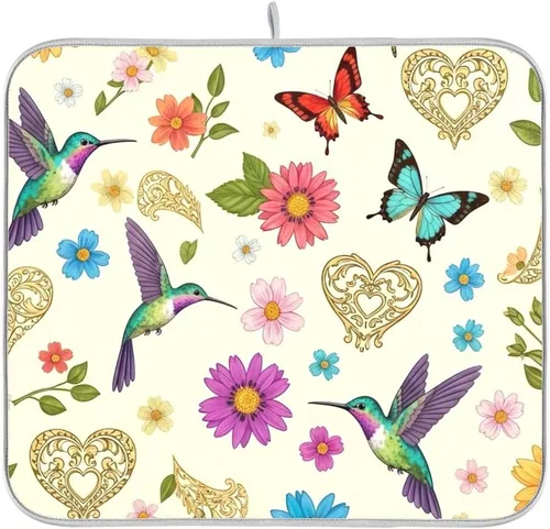 Vista 17 de Tapete de secado de platos de calabaza de otoño con girasol para encimera de cocina, absorbente, almohadilla de microfibra para secar platos
