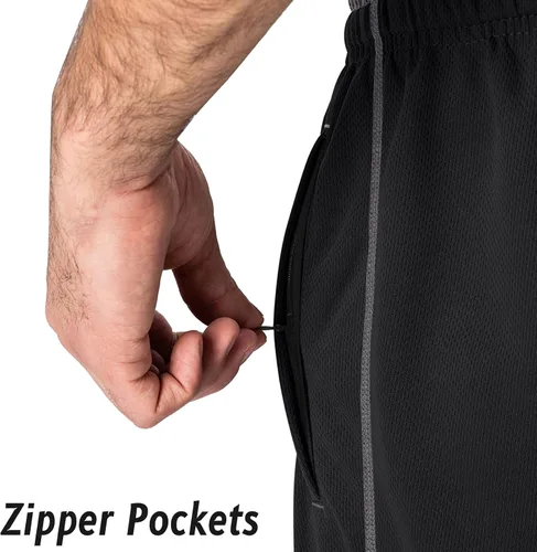 Vista 4 de Magnivit - Pantalones deportivos ligeros para hombre, ajuste holgado, parte inferior abierta, de malla, atléticos, con bolsillos con cremallera