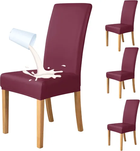 Vista 11 de Deisy Dee Fundas de cuero impermeables para sillas de comedor Parson (4, negro)