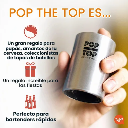 Vista 4 de Abrebotellas de cerveza Pop-the-Top (Negro): Abridor automático de tapas de botellas, herramienta de barra de presionar hacia abajo para que salte