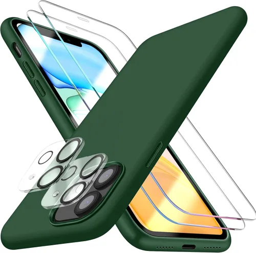 Vista 7 de Funda de silicona para iPhone 11 con protector de pantalla, funda de silicona para iPhone 11 i Phone 11 funda para, delgada funda protectora