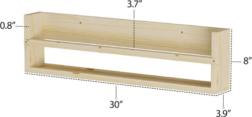 Vista 3 de Polynez - Estantes flotantes de 30 pulgadas para guardería y niños, juego de 2 estantes de pared multiusos sin terminar sin acabado