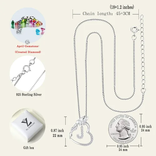 Vista 6 de YL Collar con inicial de mariposa para mujer, plata de ley 925, con dije de corazón de amor, alfabeto A-Z