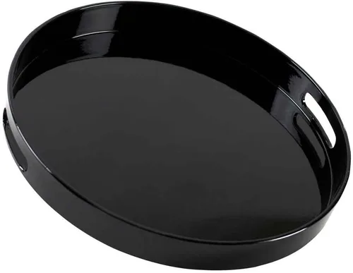 Vista 6 de 10 Strawberry Street Bandeja rectangular de laca de 19.25 x 11.75 pulgadas con asas, color negro