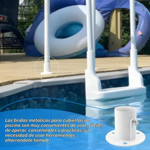 Vista 6 de Montaje de bridas de cubierta de piscina de acero inoxidable para escalera de piscina sobre el suelo