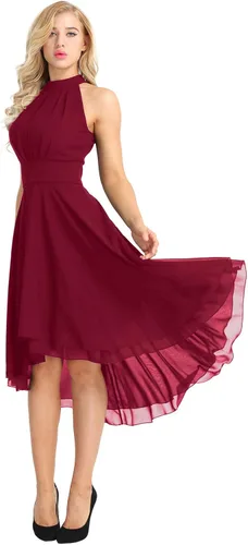 Vista 2 de Winying - Vestido de gasa asimétrico para mujer