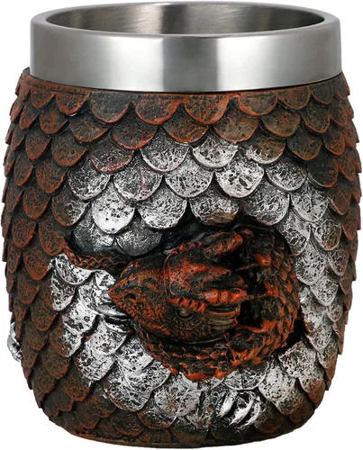 Vista 2 de alikiki Taza de café de dragón de huevo de tronos – Taza de café de dragón de 15.8 onzas para adultos, taza de cerveza de acero inoxidable, taza