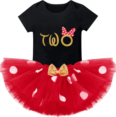 Vista 17 de IMEKIS Conjunto de Ropa de Cumpleaños de Ratón para Bebé Niña 1er 2do Cumpleaños Pelele Romper para Romper Tartas Falda Tutú Conjunto de Lunares