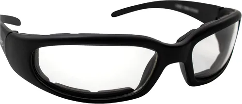 Vista 5 de Global Vision Chicago - Gafas de sol acolchadas para motocicleta, paquete de 2 unidades, montura negra, lentes transparentes y ahumadas, Negro