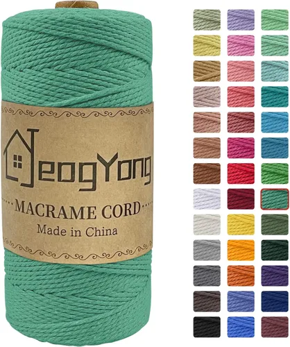 Vista 24 de JeogYong Cuerda de macramé de 0.078 pulgadas x 218 yardas, cuerda de algodón natural torcida de 3 hebras, cuerda de algodón de color para colgar