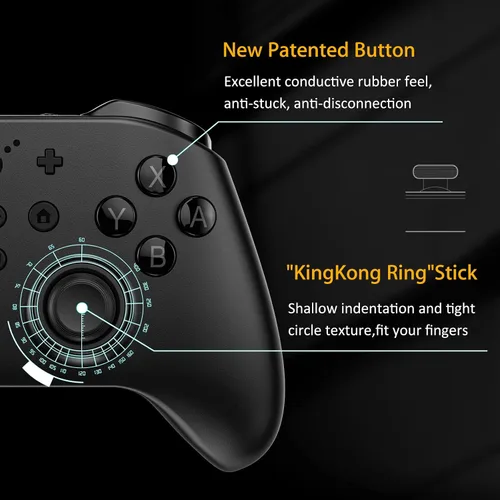 Vista 6 de GuliKit(No Stick Drift KingKong 2 Wireless Controller Compatible with Nintendo Switch, Bluetooth Controller with Hall Effect Sense Joystick, No