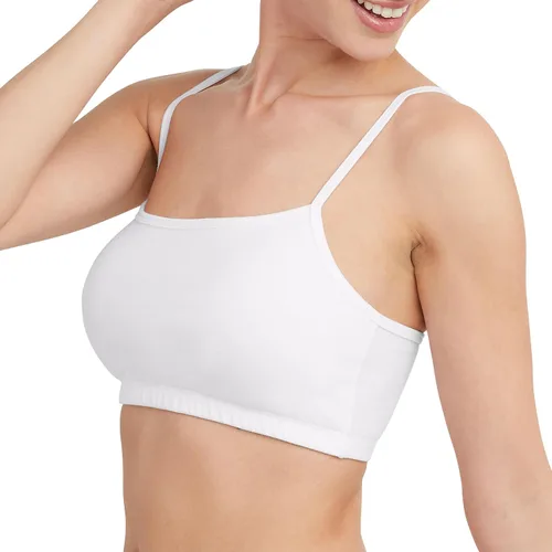 Vista 3 de Hanes Women's Cotton String Cropped Bralette Pack, Breathable Pullover Bra Crop Top, 3-Pack