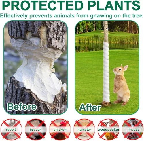 Vista 5 de Watayo 4/6/8 protectores de tronco de árbol, 2 tamaños para proteger la corteza, protector de árbol en espiral de plástico, protector de corteza