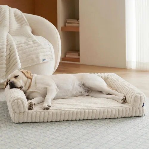 Vista 34 de Bedsure ComfyFleece™ - Cama ortopédica para perros medianos, cama mediana de espuma viscoelástica impermeable con lados, parte inferior