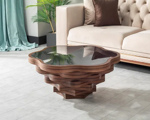 Vista 12 de by Papella Design, Mesas de centro de nogal natural Veener para sala de estar, mesa rústica, mesa de centro para sala, mesa central, mesa