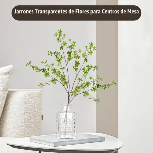Vista 5 de Jarrones de Cristal Transparente Juego de 4 Jarrones Pequeños para Centros de Mesa, Jarrones de Flores de Cristal Vintage a Granel Adecuados
