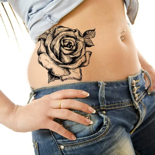 Vista 4 de Pegar en flores rosas flora flores adulto tatuaje temporal transferencia femenino cuerpo arte transferencias mujeres realista impermeable flora