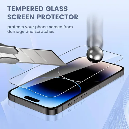 Vista 6 de Maxdara [6 en 1] Protector de Pantalla para iPhone 14 Pro (6.1 pulgadas), Paquete de 2 Protectores de Pantalla Trasera para iPhone 14 Pro