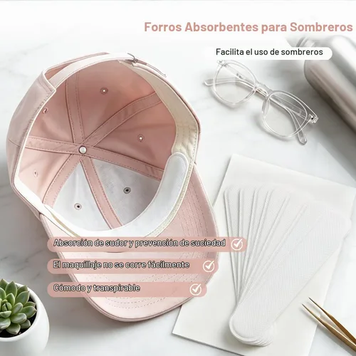 Vista 2 de Forros de sudor para sombreros, bandas de sudor para gorras de béisbol, protector de sudor para sombreros Black(50pcs)