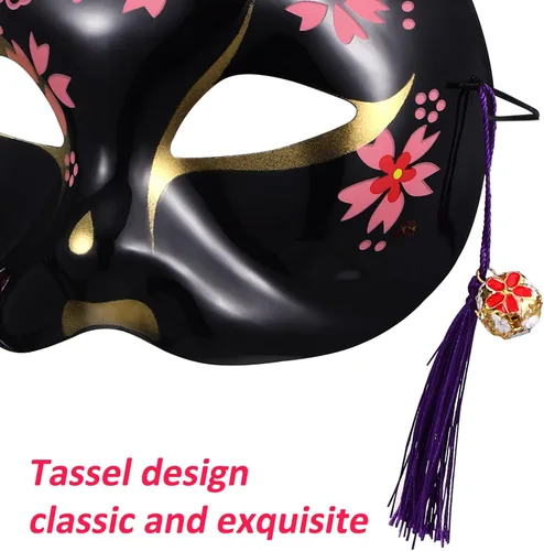 Vista 6 de Toyvian 2 máscaras de gato para cosplay, máscara de animal, media cara, fiesta de máscaras, accesorios de disfraces, disfraz de Halloween, mujeres