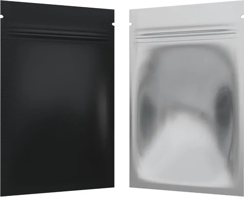 Vista 24 de Bolsas de barrera estilo Mylar – Cremallera con sellado térmico – 100 bolsas (negro brillante/transparente, 0.04 oz - 3 x 4.5 pulgadas)