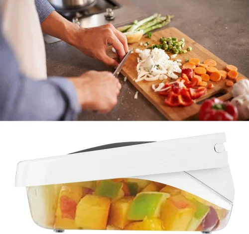 Vista 2 de Picador de alimentos, picador manual de verduras de mano, cortador de verduras rebanador de verduras sin esfuerzo para restricción