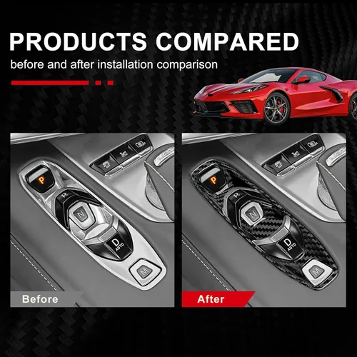 Vista 3 de Cubierta de panel de palanca de cambios de automóvil, para marco de consola central C8, decoración para Chevrolet Corvette C8 2020 2021 2022 2023