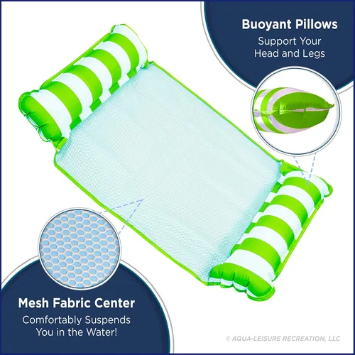 Vista 4 de Aqua Original Monterey - Hamaca flotante 4 en 1 para piscina y hamaca de agua, multiusos, inflable para adultos, material patentado de PVC grueso