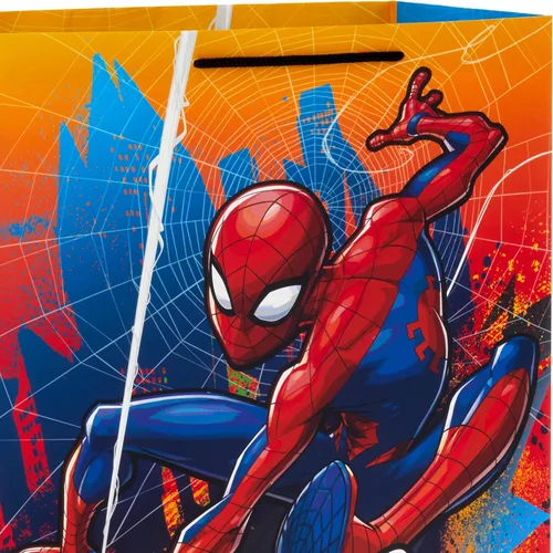 Vista 6 de Hallmark Bolsas de regalo de Spider-Man de Marvel (2 bolsas: 1 grande de 13 pulgadas, 1 extra grande de 15 pulgadas) para cumpleaños, Halloween