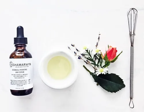 Vista 3 de Suero para el cabello, aceite hidratante botánico, brillo natural orgánico para el cabello con geranio y lavanda, 2 onzas