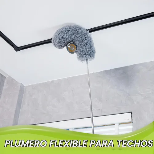 Vista 3 de IVYROLL Plumero con poste de extensión para limpieza (kit de 2 cabezales de microfibra), plumero de plumas de 100 pulgadas de largo para techos