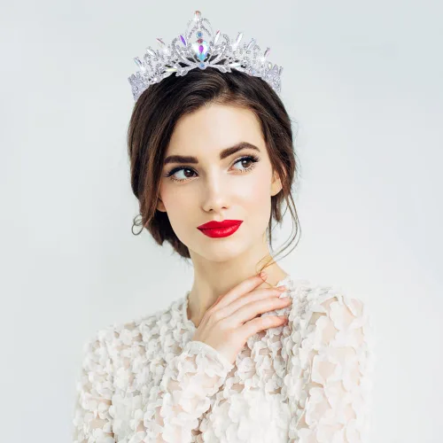 Vista 3 de Kamirola Diadema de coronas y tiaras de cristal para niñas o mujeres fiesta de cumpleaños boda graduación novia Navidad San Valentín